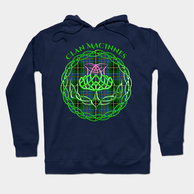 MacInnes Scottish Tartan Celtic Thistle Hoodie by CelticFlame